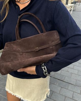 Brown suede handbag