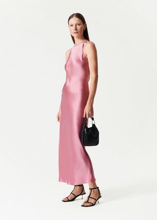 Slim Satin Midi Dress