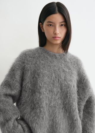 Boxy Alpaca Knit Dark Grey Melange