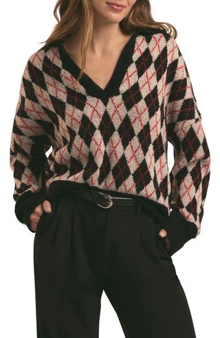 The Aria Argyle Wool Blend Sweater