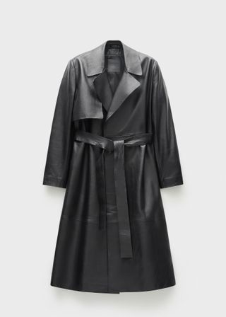 100% Leather Trench Coat With Belt