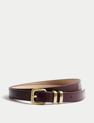 Leather Lizard Effect Slim Jeans Belt