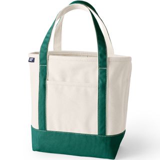 Land's End, Medium Natural 5 Pocket Open Top Canvas Tote Bag