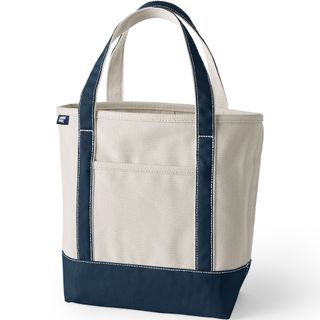 Land's End, Medium Natural 5 Pocket Open Top Canvas Tote Bag