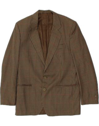 Vintage Mens 2 Button Blazer Jacket Uk 38 Medium Brown Houndstooth Br29