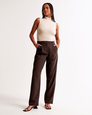 abercrombie, Curve Love A&F Quinn Tailored Straight Pant