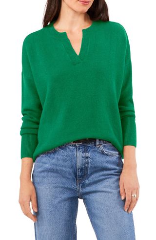 Drop Shoulder V-Neck Sweater