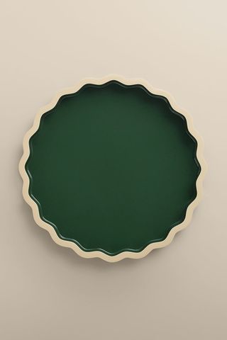 Large Green Tray With Wavy Edges