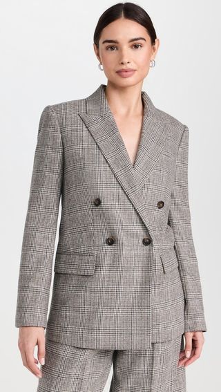 Vince, Plaid Double Breasted Blazer