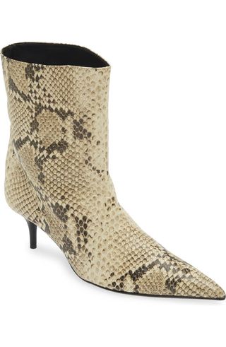 Frances Snakeskin Embossed Pointed Toe Bootie