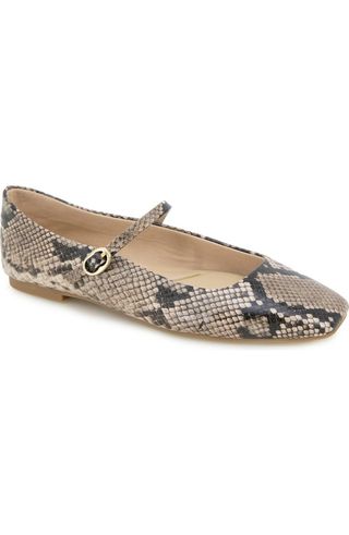 Jasper Snakeskin Embossed Mary Jane Flat