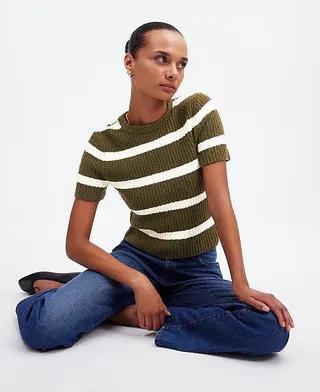 madewell, Bouclé-Knit Crewneck Sweater Tee