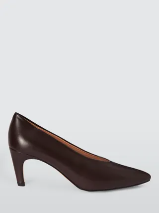 John Lewis Ammie Leather Curve Heel High Vamp Court Shoes