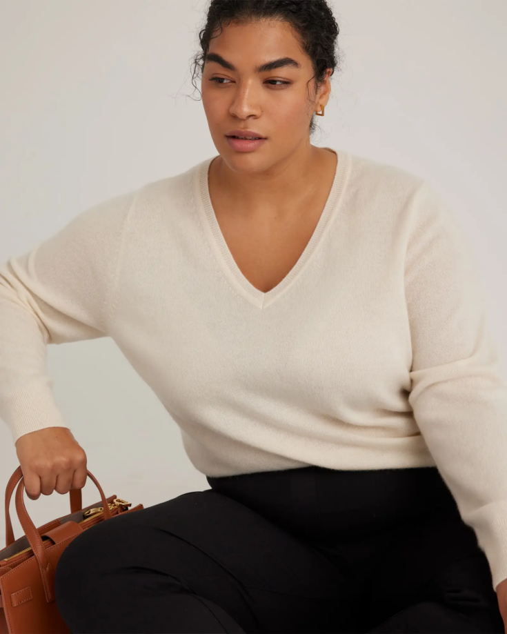 Mongolian Cashmere V Neck Sweater