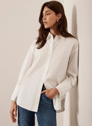 White Cotton Collared Shirt