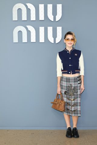 Kiernan Shipka at the Spring Summer 2025 Miu Miu show during Paris Fashion Week.