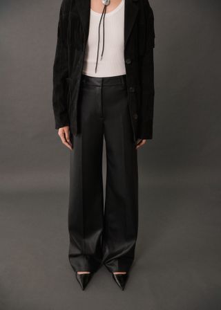 Wide Leg Faux Leather Pants