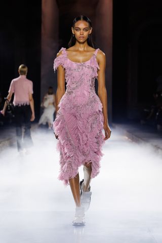 spring summer 2025 alexander mcqueen pink dress