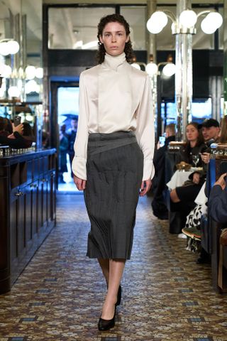 adam leenaerdt pencil skirt and blouse at paris fashion week spring summer 2025