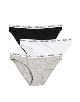 Calvin Klein Carousel Logo Cotton Stretch Bikini Panties, Multipack, Black/white/grey Heather, Medium