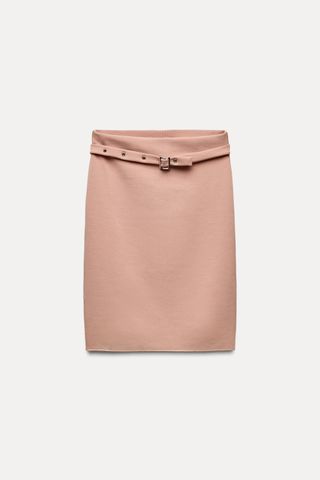 Stretch Contouring Skirt With Belt