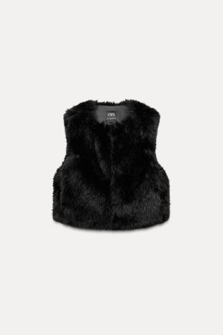 Faux Shearling Cropped Vest