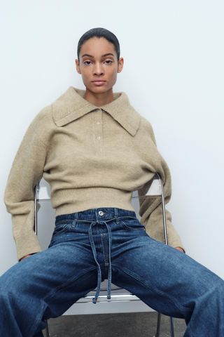 Polo Collar Knit Sweater