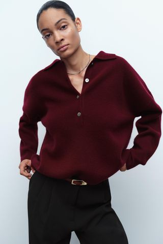 Oversized Wool Polo Shirt