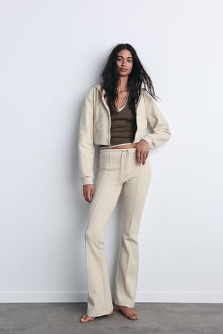 Flare Interlock Pants With Seams