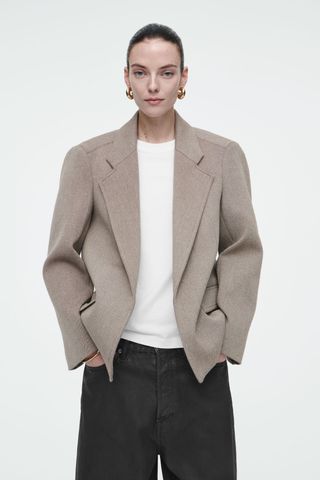 Oversized Exaggerated-Shoulder Blazer