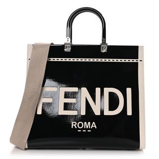 Fendi Patent Plexiglass Medium Fendi Sunshine Shopper Tote Black