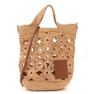 Loewe, Raffia Crochet Slit Tote Bag Natural Tan