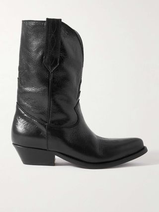 Low Wish Star Textured-Leather Cowboy Boots