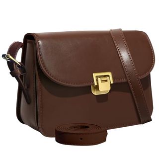 Women Pu Leather Shoulder Bag Cross Body Bag Small Square Handbags Purse Flap With Lock Closure, With 2 Shoulder Straps (brown)