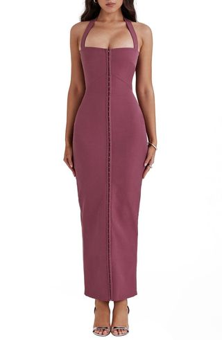 Mia Halter Stretch Crepe Sheath Cocktail Dress