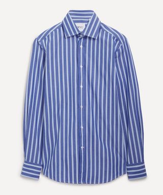 The Boyfriend Blue Multi Stripe Fine Poplin Shirt