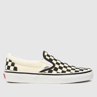 Vans Checkerboard Classic Slip-On Trainers in Black & Cream