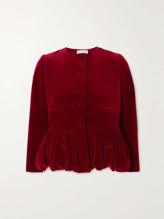 + Net Sustain Velvet Peplum Jacket