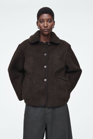 Collared Faux Shearling Jacket