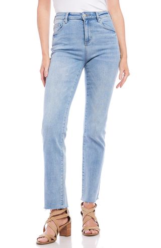 Raw Hem Straight Leg Jeans