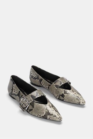 Animal Print Ballet Flats With Buckle