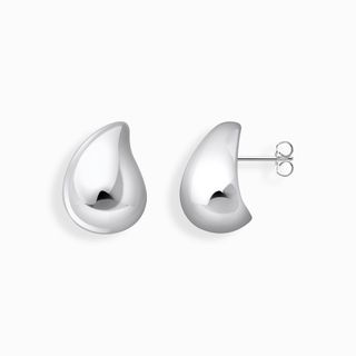 Silver Earrings in Organic Drop-Shape