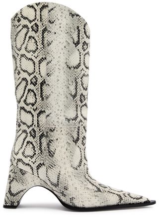 Bridge 85 Python-Effect Leather Mid-Calf Cowboy Boots