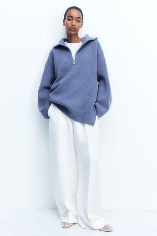 Zip-Top Rib-Knit Jumper