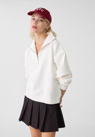 High-Neck Zip-Up Sweatshirt