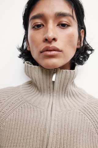 Rib-Knit Half-Zip Jumper