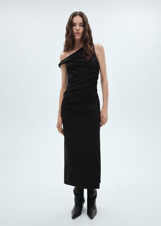 Mango, Asymmetrical dress with gathered details