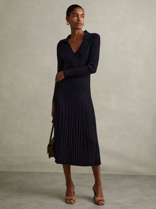 Winnie Knitted Open Collar Midi Dress