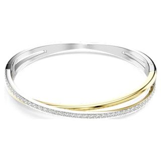 Hyperbola Bangle, Round Cut, White, Mixed Metal Finish