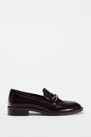 Faux Patent Leather Buckle Loafers